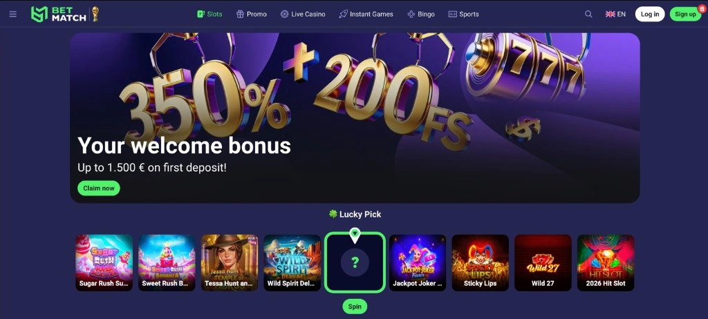 Bet-Match – domača stran in bonus dobrodošlice