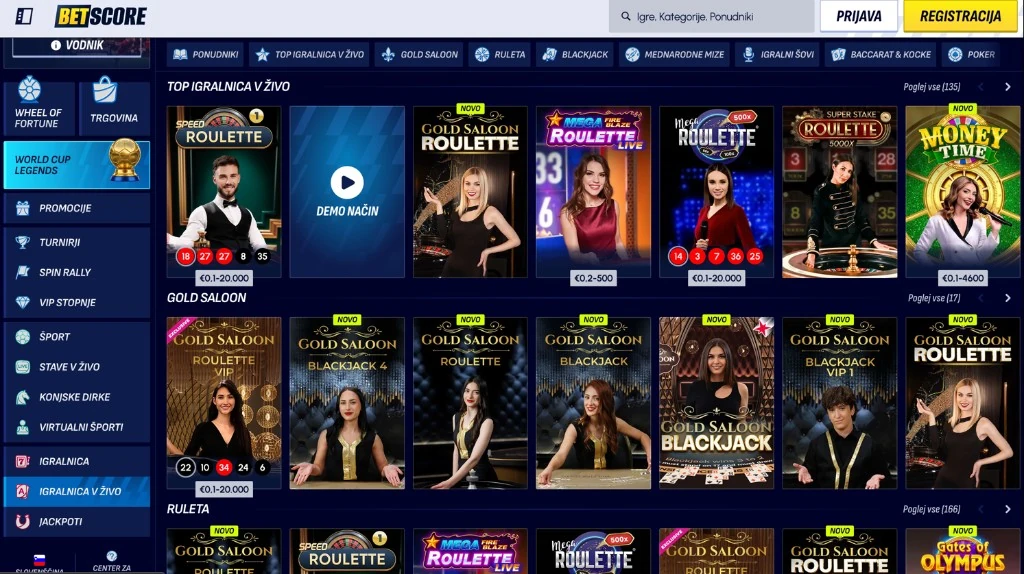 BetScore – igralnica v živo
