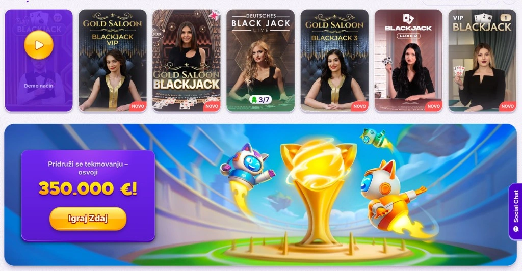 Robocat – blackjack v živo in turnirji